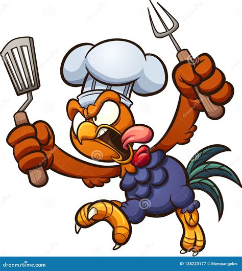 Angry Rooster Chef Running And Screaming Stock Vector Illustration Of