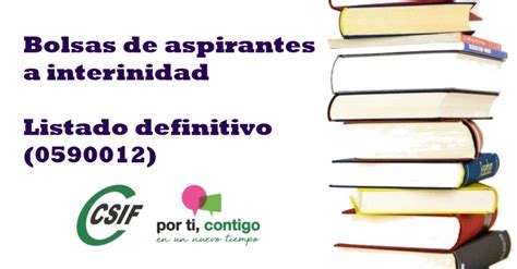 CSIF Bolsas De Aspirantes A Interinidad Listado Definitivo 0590012