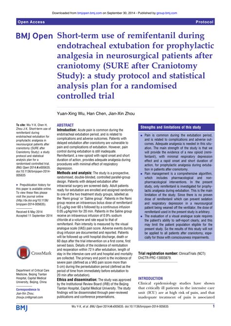 PDF Short Term Use Of Remifentanil During Endotracheal Extubation For