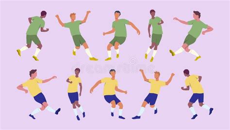 Cartoon Two Soccer Teams Players Characters Set. Vector Stock ...