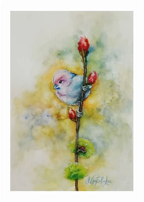 Cute Bird Art Original Bird Watercolor Painting Colorful Bird Lover T One Of A Kind Cute