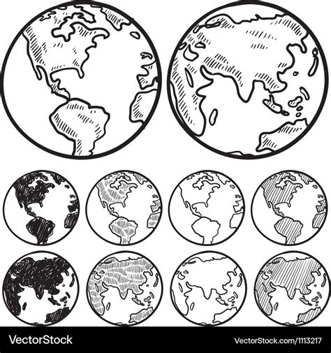 Doodle globe earth Royalty Free Vector Image - VectorStock