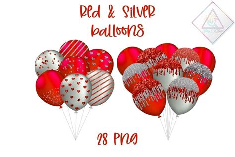 Red And Silver Balloon Clipart