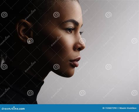 Studio Photo of an African American Female Model Face, Profile Stock Photo - Image of ...