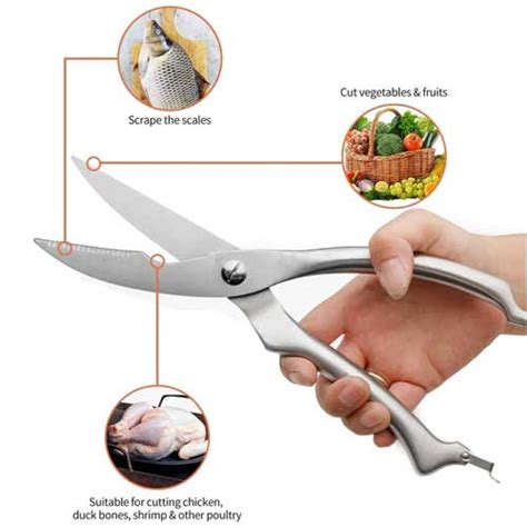 Heavy Duty Stainless Steel Poultry Shears Premium Ultra Sharp Spring