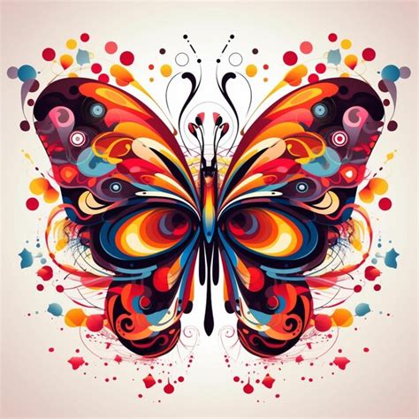 Premium AI Image Brightly Colored Butterfly With Swirls And Dots On A