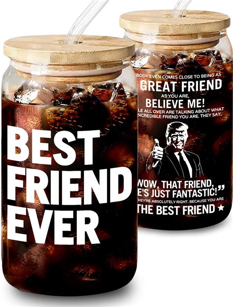 KEDRIAN Funny Best Friend Ever Glass Cup 16oz, Funny Gifts for Best ...