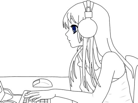 Anime Girl Drawing On Computer At Getdrawings Free Download