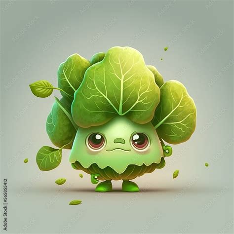 Cute Cartoon cabbage Character. Generative AI. Lovely cabbage. Stock ...