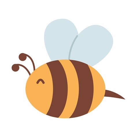 Vector Illustration Of Cute Bee Honey Bee In Flat Design Spring Striped Insect Bumblebee