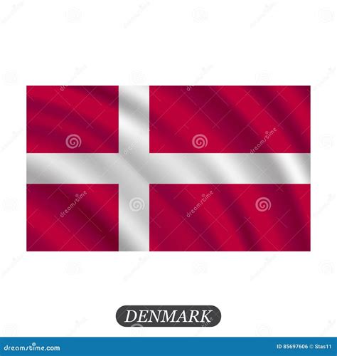 Waving Denmark Flag On A White Background Vector Illustration Stock