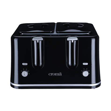 Buy Croma 1740w 4 Slice Pop Up Toaster With Removable Crumb Tray Black