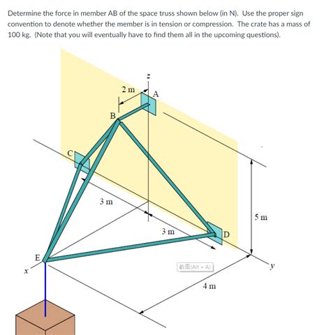 Solved Determine The Force In Member AB Of The Space Truss Chegg