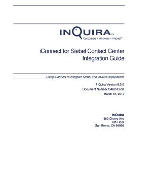 Fillable Online Iconnect For Siebel Contact Center Integration Guide