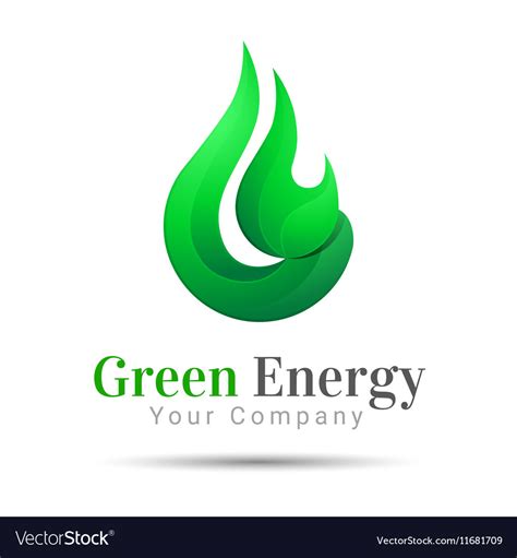 Flame bright green energy logo template Royalty Free Vector