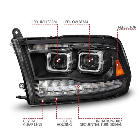 Anzo 111595 Plank Style Black Dual Projector LED Headlights With LED