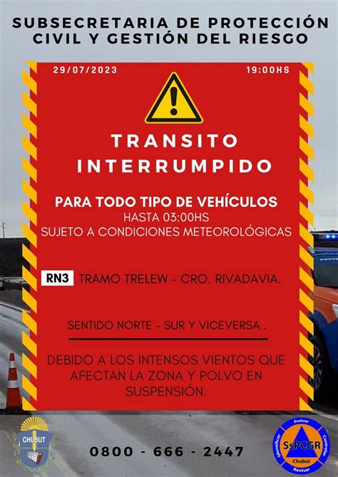 Ruta 3 El tramo Comodoro Trelew estará cerrado para todos hasta las