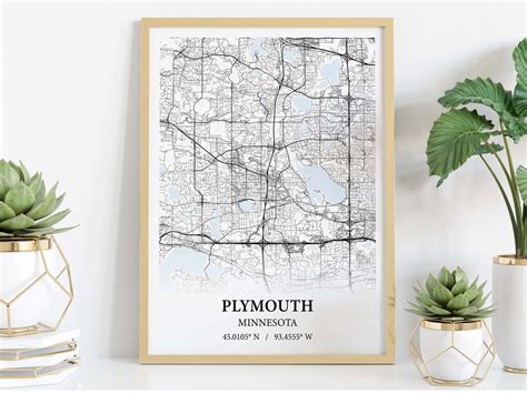 Plymouth Minnesota City Map Poster Print Canvas , Plymouth City Map ...