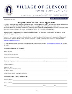 2022 2025 Form IL Temporary Food Service Permit Application Village