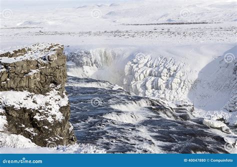 Gullfoss Waterfall In Winter Stock Photo Image Of Colorful