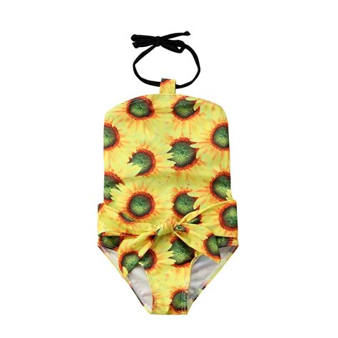 Conjunto De Bikini Con Estampado De Girasol Para Ni Os Y Ni As Traje De Ba