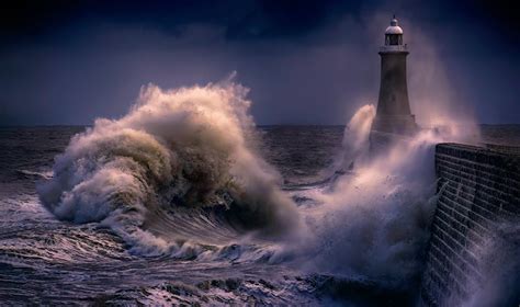 Storm in Sea near Lighthouse at Night · Free Stock Photo