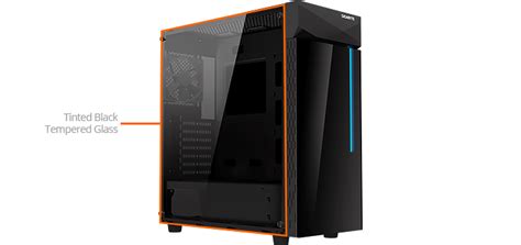 Gigabyte C200 Glass Mid Tower Case Black Ln101394 Gb C200g Scan Uk