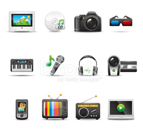 Multimedia Icon Set | Elegant Series Stock Photo | Royalty-Free ...