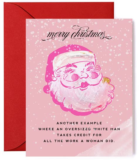 Christmas Feminist Santa Funny Holiday Greeting Card Kitty Meow Hq