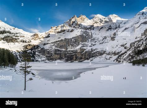 Frozen Oeschinensee in the winter time Stock Photo - Alamy