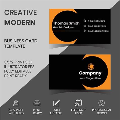 Premium Vector Elegant Black And Orange Business Card Template