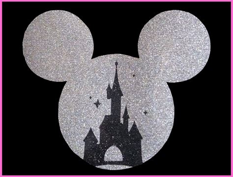 Disney Glitter Mickey Head With Castle Iron On T Shirt Etsy