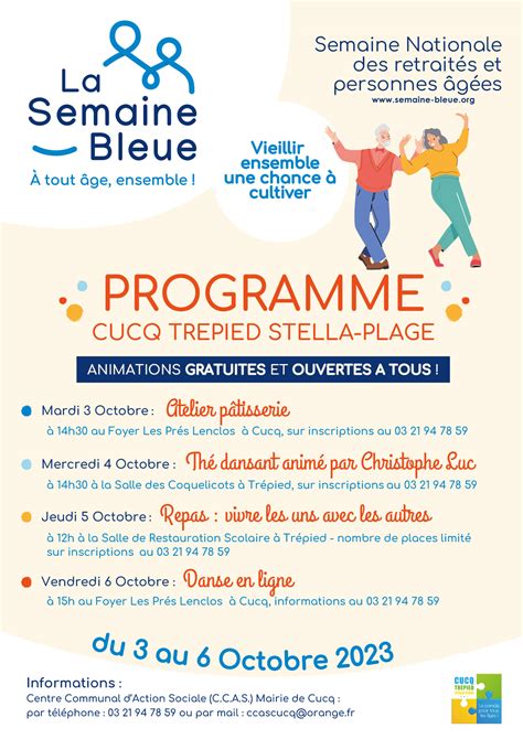 Retrouvez Le Programme De La Semaine Bleue CUCQ TREPIED STELLA