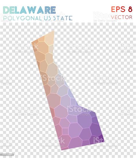 Delaware Polygonal Map Mosaic Style Us State Stock Illustration