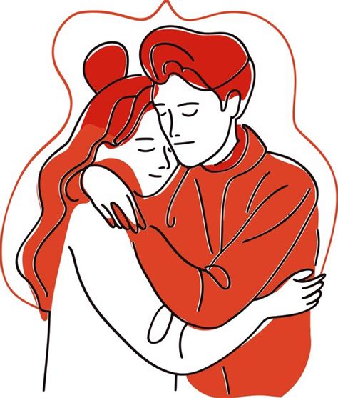 Premium Vector A Couple Embraces In An Orange And Red Print