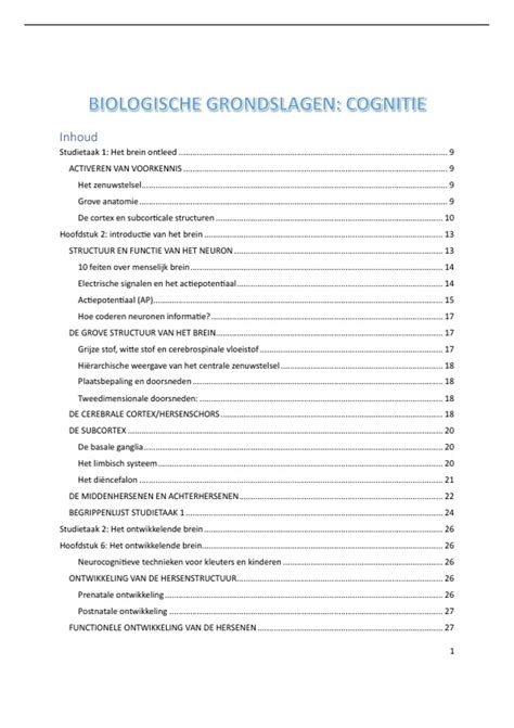 Samenvatting PB0612 Biologische Grondslagen Cognitie 2023 2024 4th