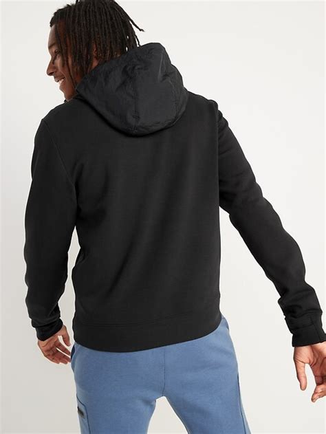 Dynamic Fleece Woven Nylon Zip Hoodie For Men Old Navy