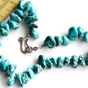 Upcycled Turquoise Nuggets Hand Knotted Necklace Etsy