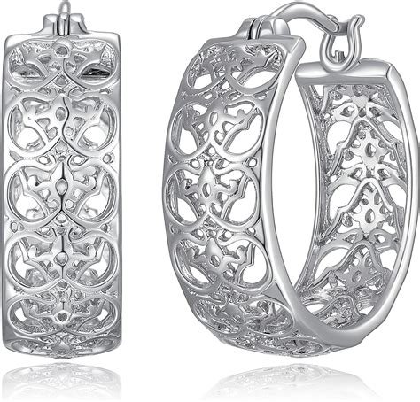 Amazon.com: MORGAN & PAIGE Rhodium Plated 925 Sterling Silver Openwork ...