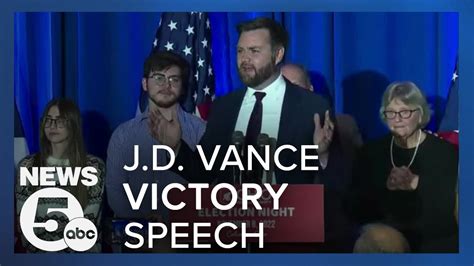 J D Vance Gives Victory Speech After Winning U S Senate Seat Youtube