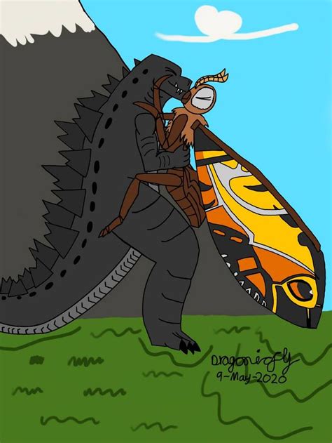 Mothzilla Loving Embrace By Dragonicfly On Deviantart Godzilla Wallpaper Godzilla Funny