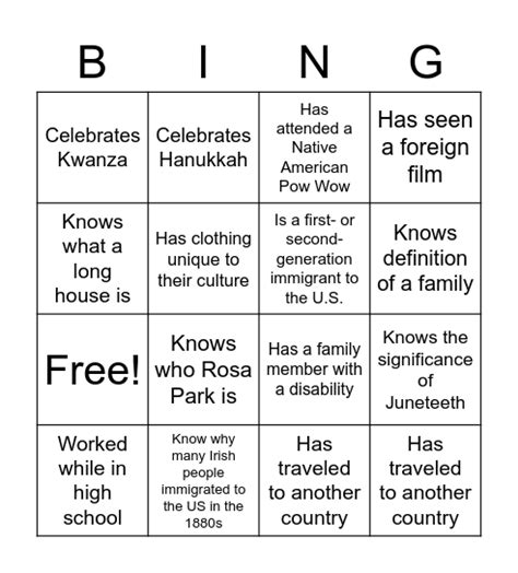 Diversity Equity And Inclusion Bingo Card