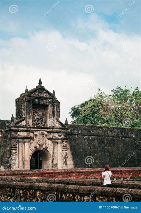 Old Gate And Moat Fort Santiago Manila Philippines Editorial