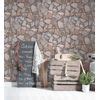 Papel Pintado Vinílico Lavable Muro De Piedra Con Relieve Estilo