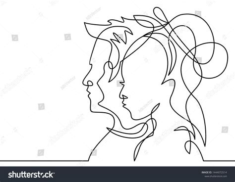 Continuous Line Drawing Man Woman Silhouettes Stock Illustration 1444072514 Shutterstock