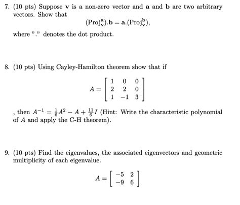 Solved Pts Suppose V Is A Non Zero Vector And A And Chegg