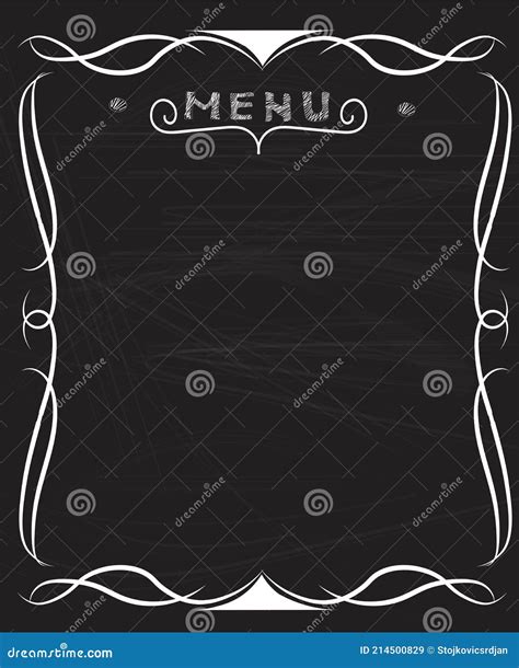 Blank Menu On Blackboard Handwriting Letters And Frame Stock Vector