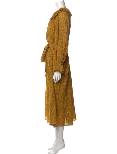 DÔEN Crew Neck Long Dress Yellow Dresses Clothing WDOEN46648 The