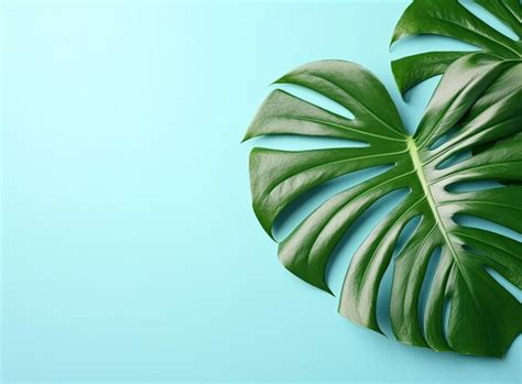 premium ai image  green leaf  plain background