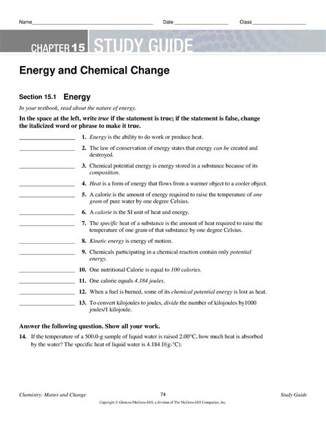 Chapter 15 Study Guide Energy And Chemical Change Name Studocu